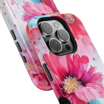 Vibrant Watercolor Red & Pink Floral - MagSafe iPhone Case