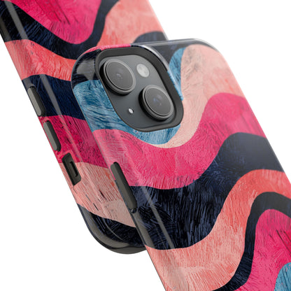 Abstract Wave Pattern MagSafe iPhone Case – Shockproof, Matte Finish, Dual-Layer Protection