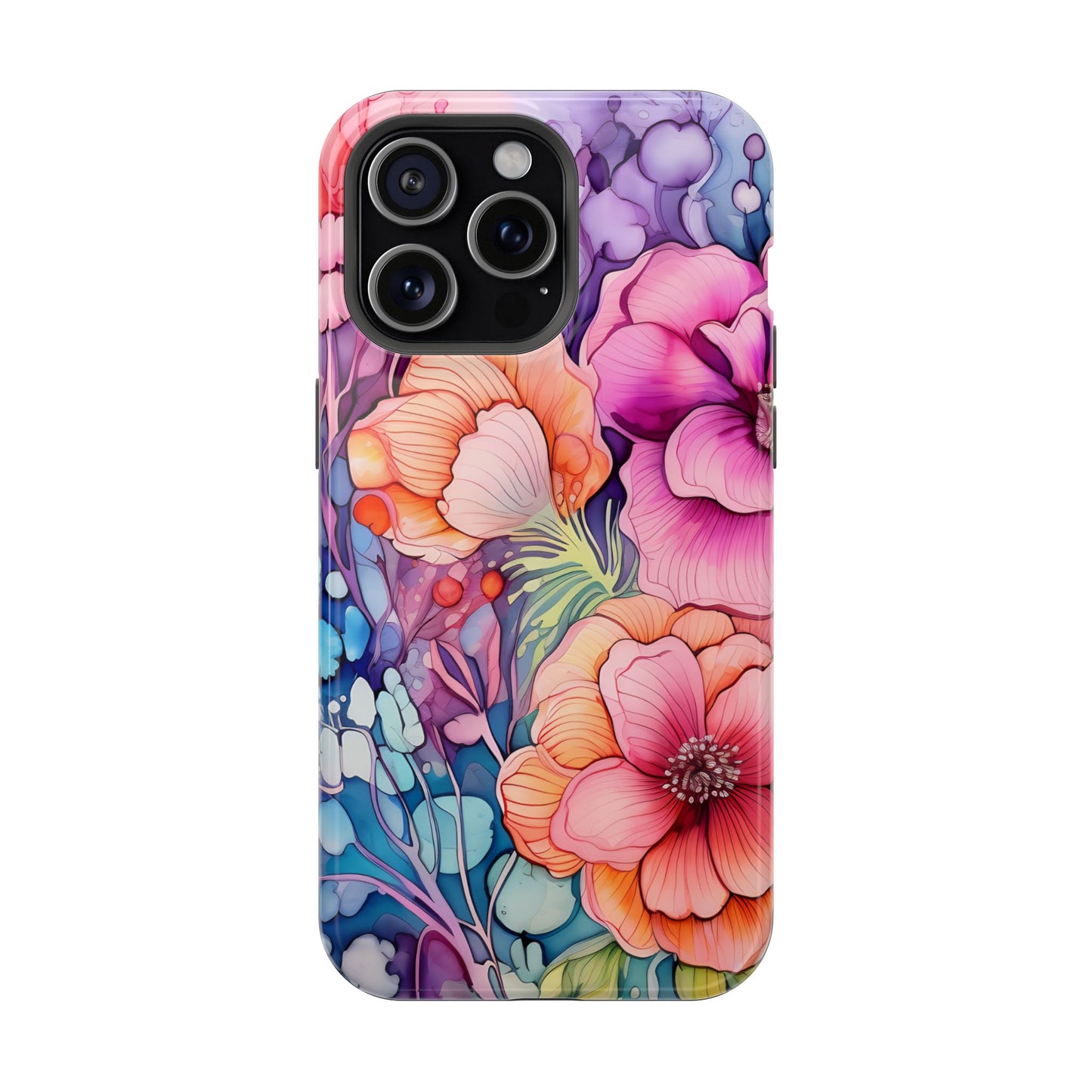 Bright Watercolor Floral Splash MagSafe iPhone Series Case – Bold Artistic Design