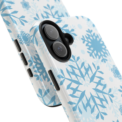 Frosty Blue Snowflakes iPhone Case – Shockproof, Smooth Matte Finish, Dual-Layer Design