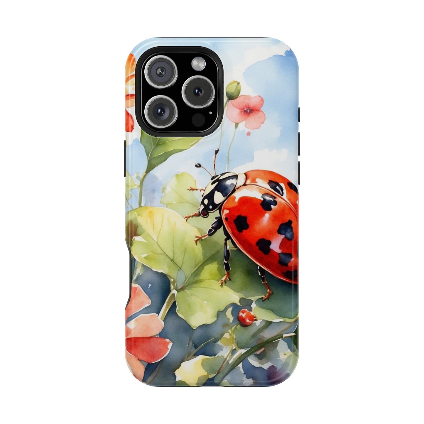 Watercolor Ladybug & Poppy Fields - MagSafe iPhone Case