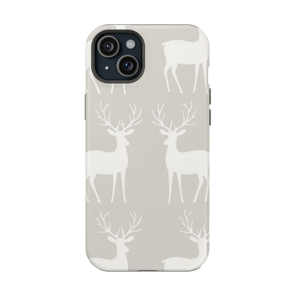 Elegant White Reindeer Pattern – MagSafe iPhone Series Case