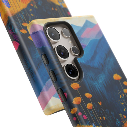 Vibrant Wildflower Mountain Samsung Galaxy  Case – Bold Nature Art, Dual-Layer Protection