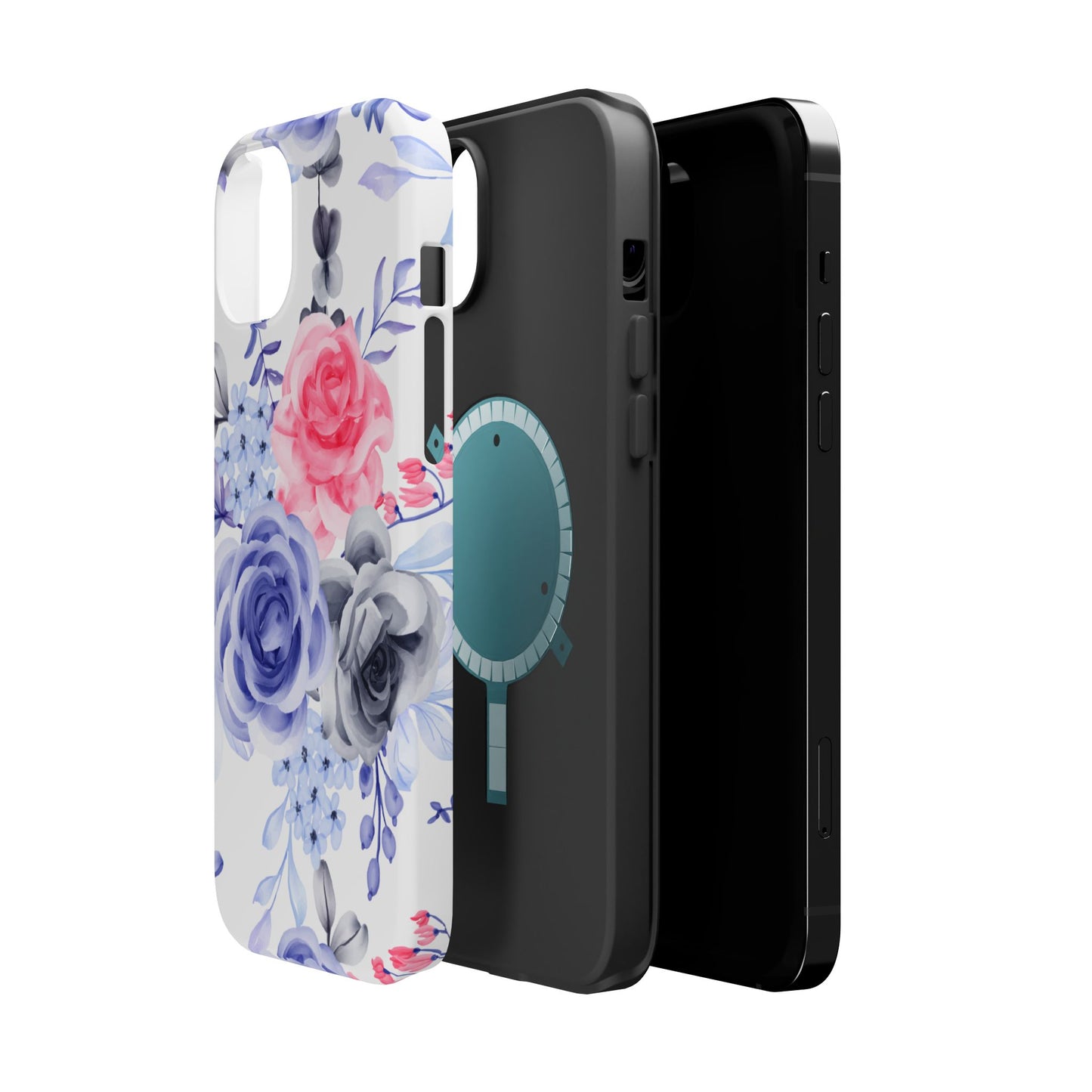 Elegant Blue Floral Watercolor Design – MagSafe iPhone Case