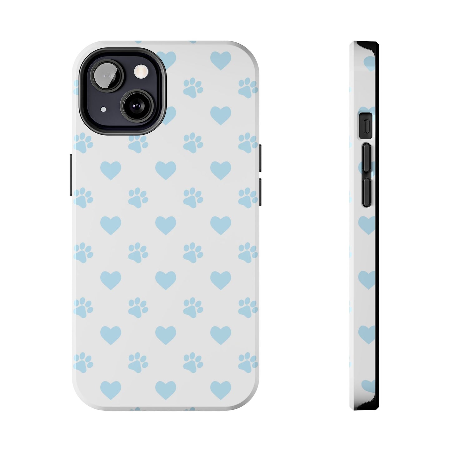 Light Blue Paw Prints & Hearts – iPhone Case for Animal Lovers