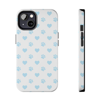 Light Blue Paw Prints & Hearts – iPhone Case for Animal Lovers