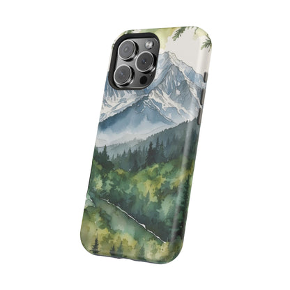 Watercolor Alpine Mountainscape - MagSafe iPhone Case