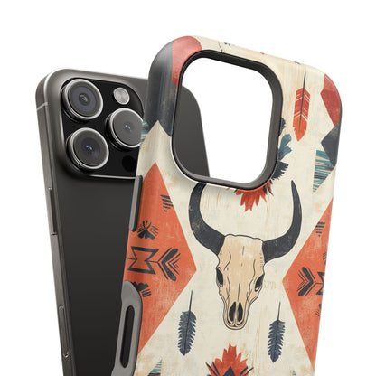 Southwestern Boho Skull Tough MagSafe iPhone Case – Durable Matte Finish, Dual-Layer Protection