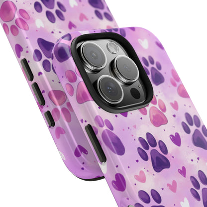 Purple Paw Print iPhone Case - Cute Pet-Themed Protective Cover