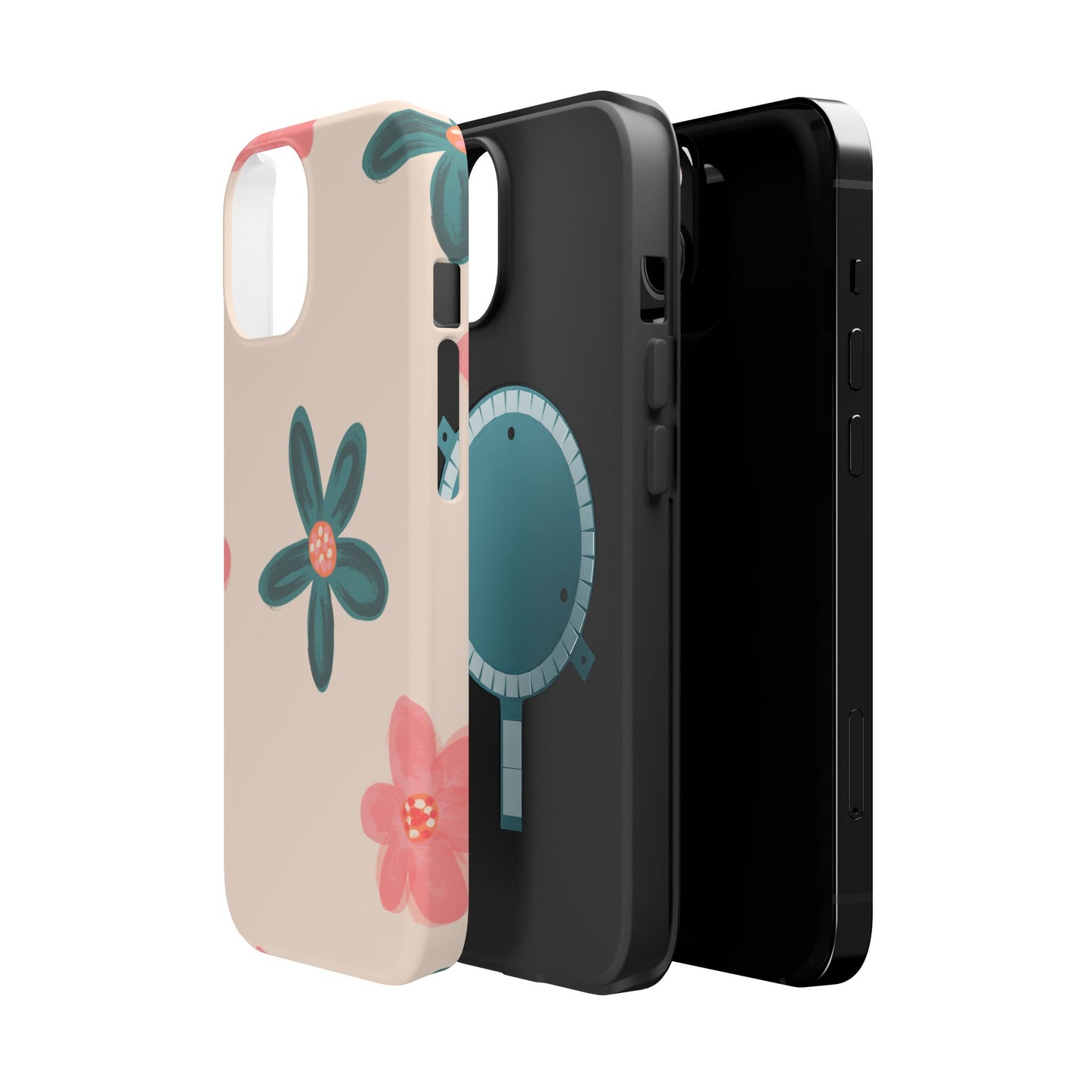 Vintage Floral Tough MagSafe iPhone Case – Soft Matte Finish with Dual-Layer Protection