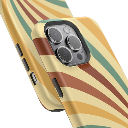 Earthy Retro Swirl MagSafe iPhone Case – Dual-Layer Protection with 70s-Inspired Earth Tones