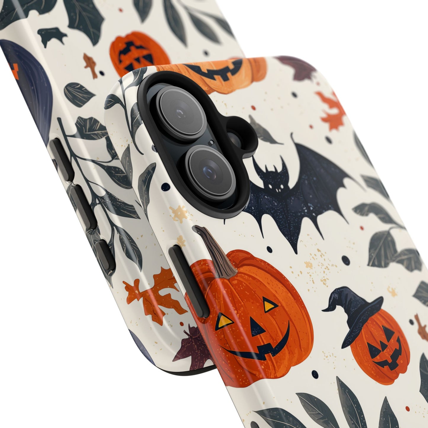 Spooky Halloween iPhone Case – Pumpkins, Bats, and Spider Design