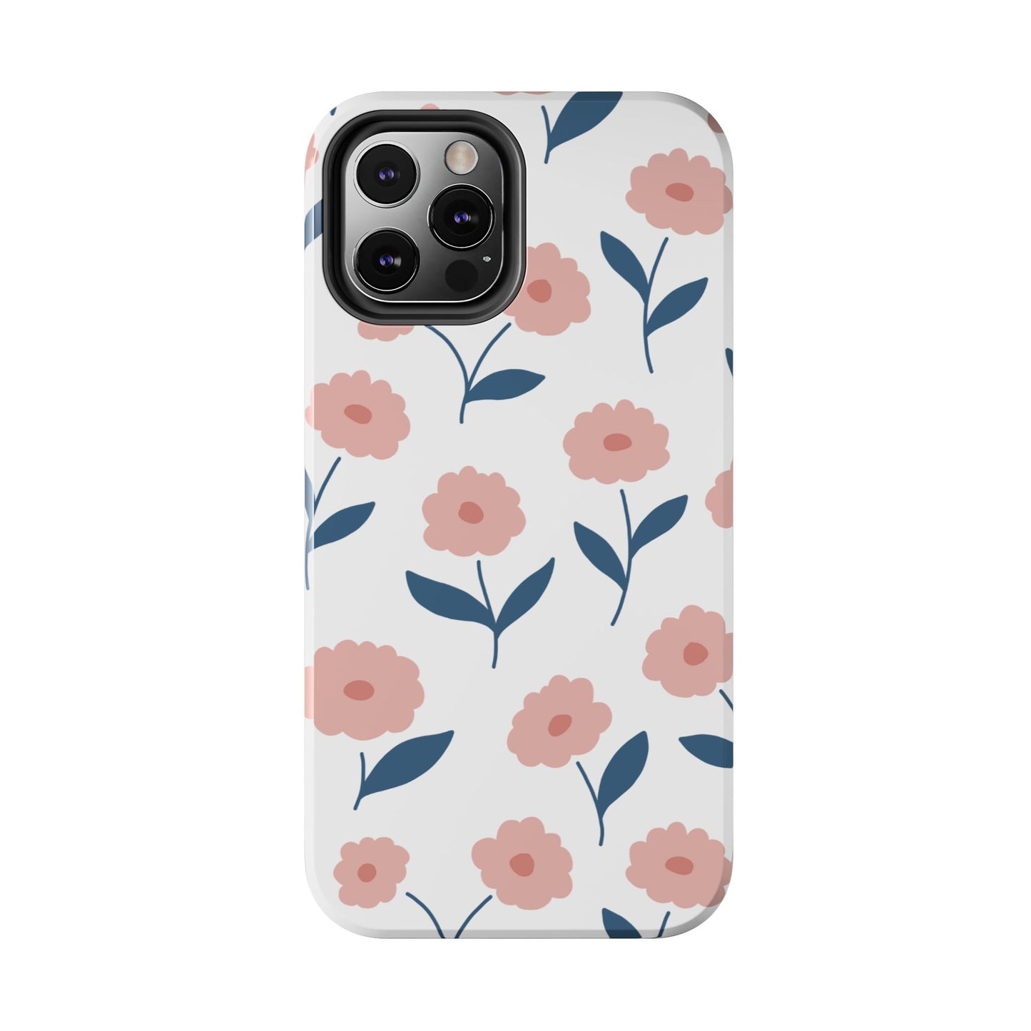 Playful Pink Floral Tough iPhone Case – Soft Pastel Design, Slim & Shockproof