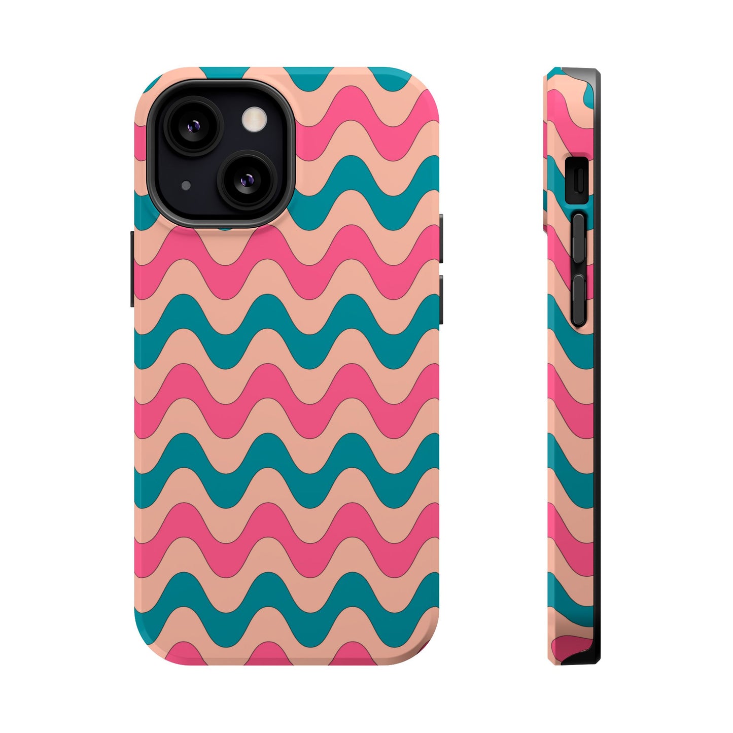 Retro Waves Pattern MagSafe iPhone Case – Shockproof Design with Dual-Layer Protection