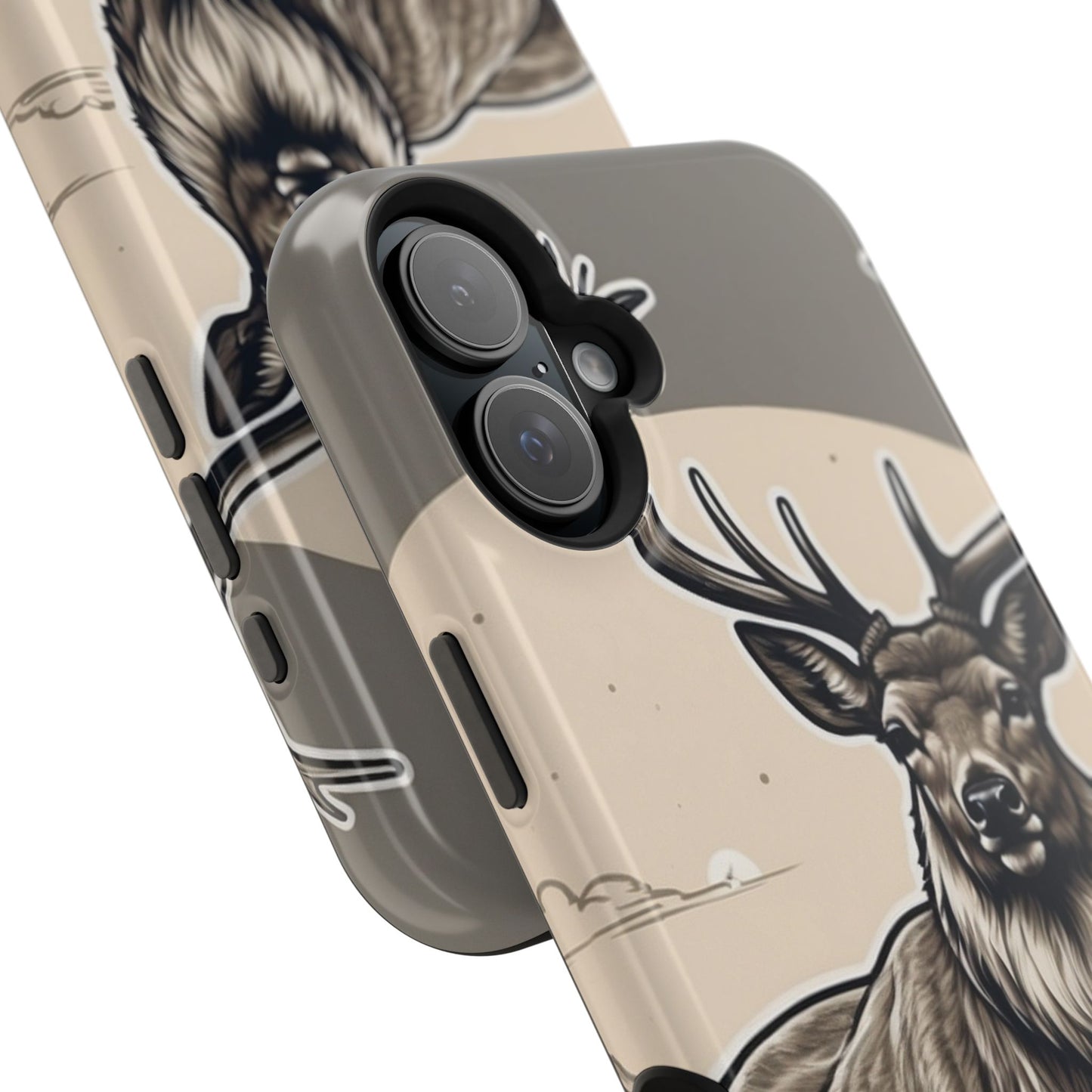 Monochrome Majesty – Regal Stag MagSafe iPhone Cases