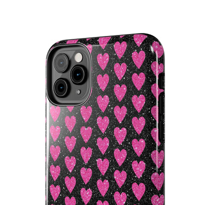 Glitter Pink Hearts iPhone Case