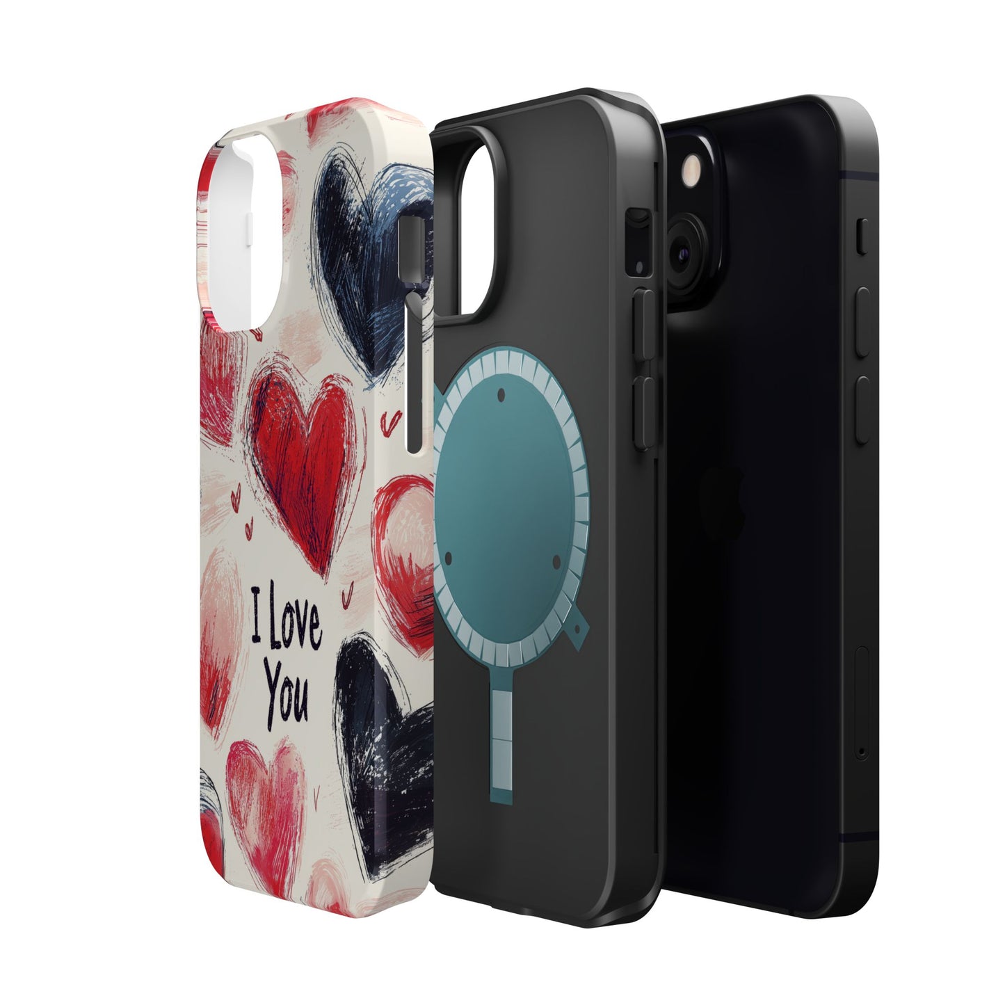 Brushstroke Hearts of Love "I Love You" - MagSafe Compatible Case