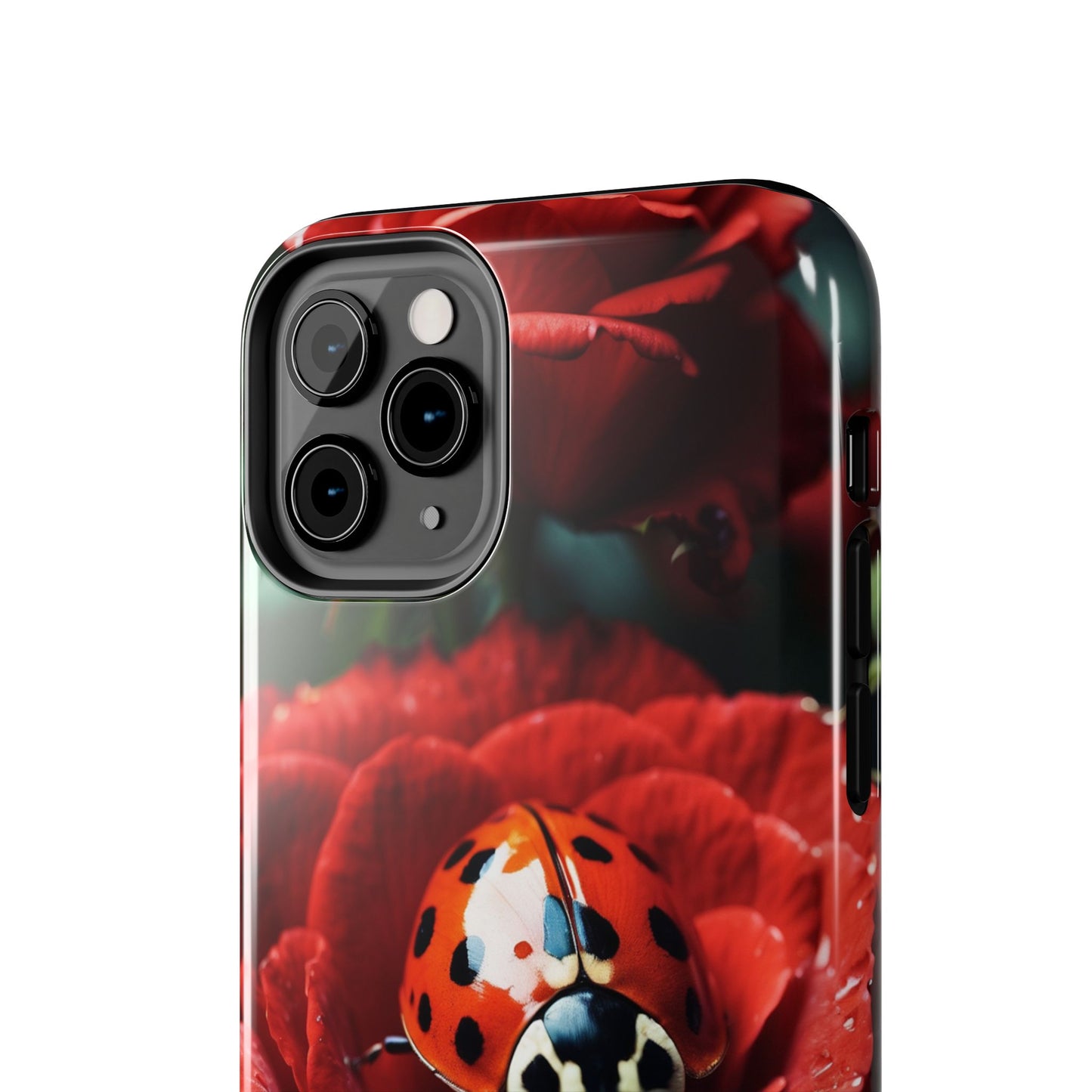 Elegant Rose & Ladybug Charm - iPhone Series Case