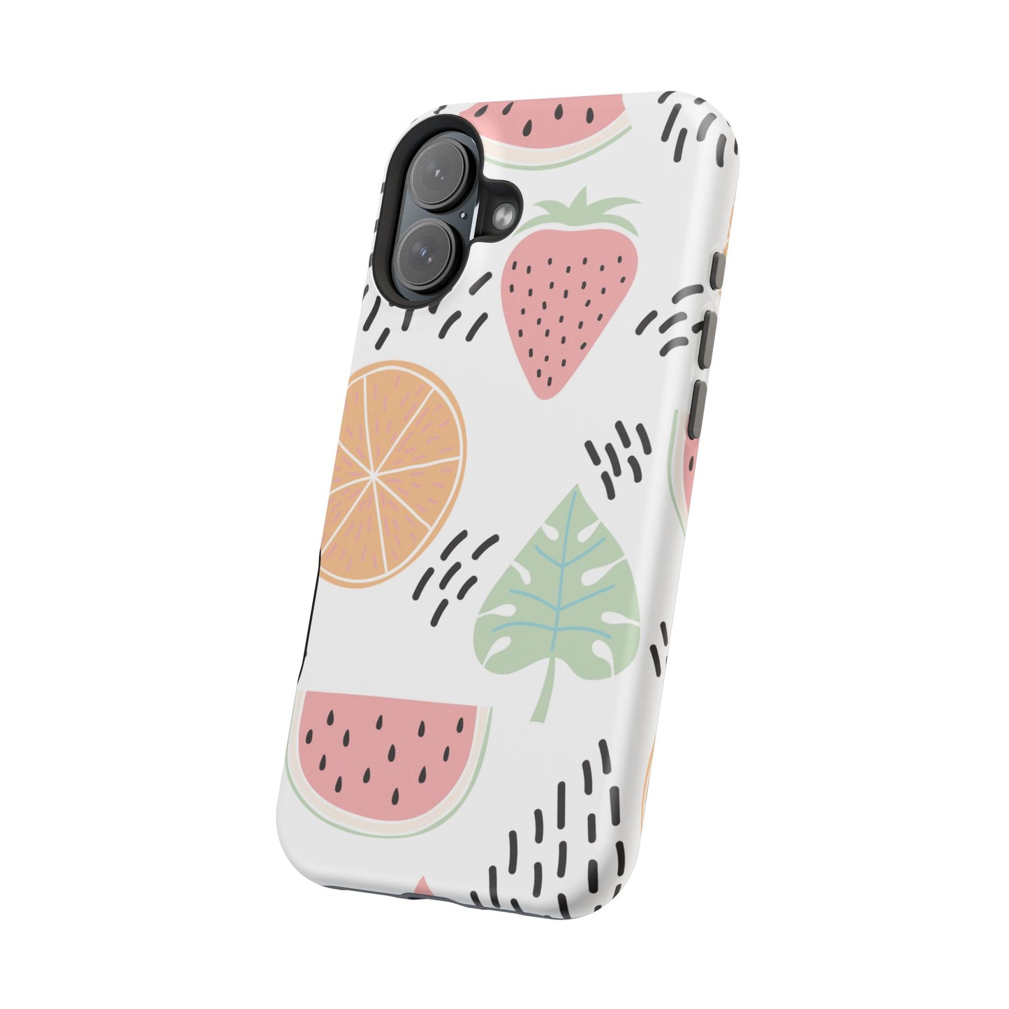 Tropical Fruit Fiesta Tough MagSafe iPhone Case – Fun Watermelon, Pineapple, and Citrus Design