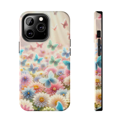 Butterfly Flower Garden - iPhone Case - Pastel Floral Protective Cover