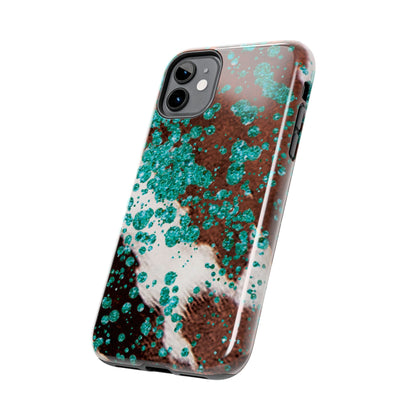 Teal Glitter Cowhide - iPhone Series Case