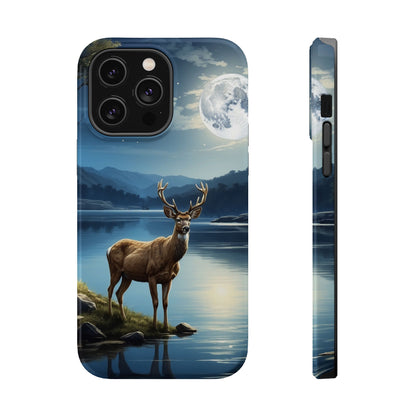 Moonlit Elegance: Stag by the Lake – MagSafe iPhone Case