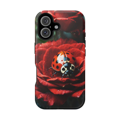 Elegant Rose & Ladybug Charm - MagSafe iPhone Case