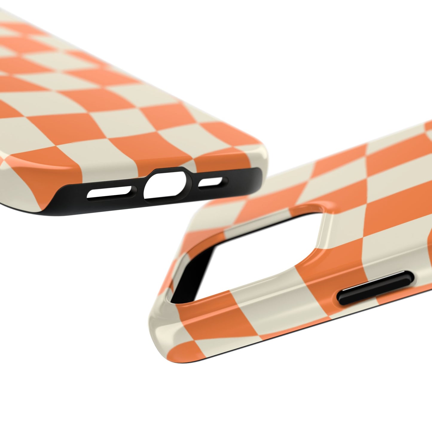 Wavy Retro Checkerboard iPhone Case – Shockproof, Matte Finish, Dual-Layer Protection