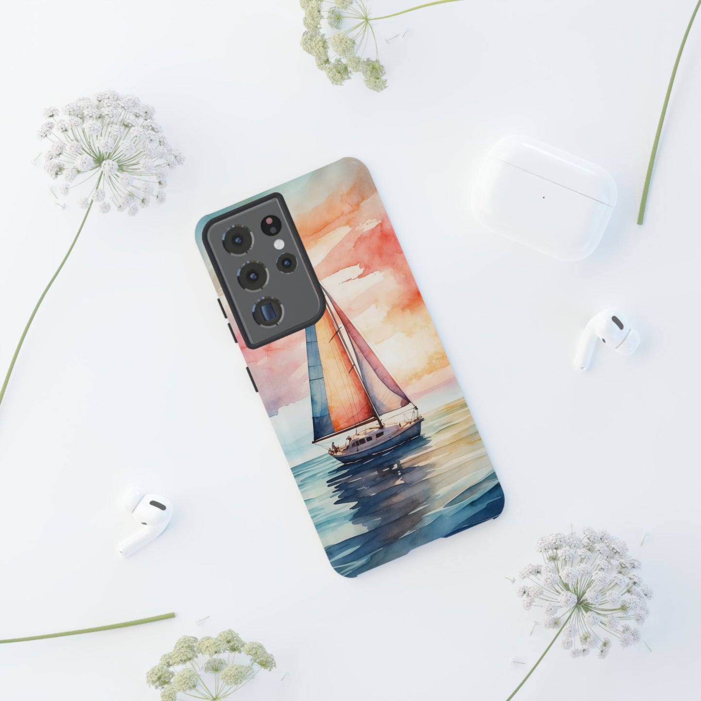 Sailboat Sunset Samsung Galaxy Case – Vibrant Watercolor Design