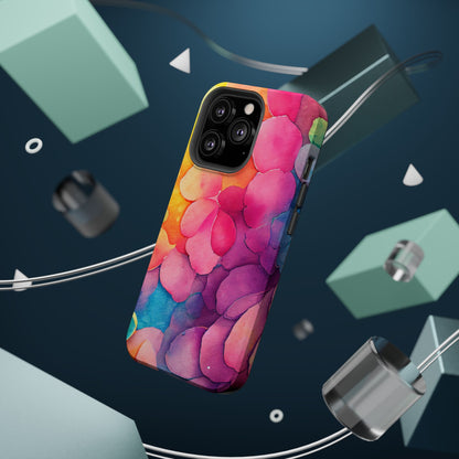 Sunset Petals Watercolor MagSafe iPhone Case – Slim Design, Glossy Finish