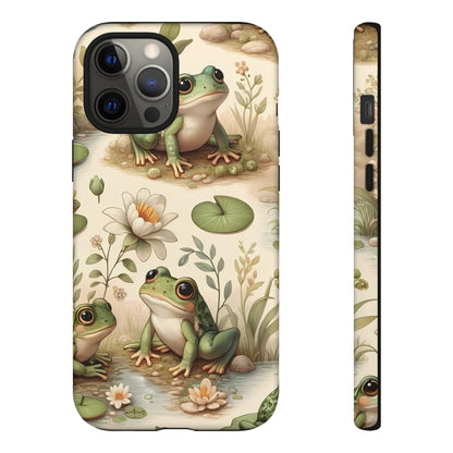 Cute Frogs Phone Case - Pond Pals Frolic - Charming Frog Lily Pad Phone Case for iPhone, Google & Samsung! Great Gift For Any Frog Lover!