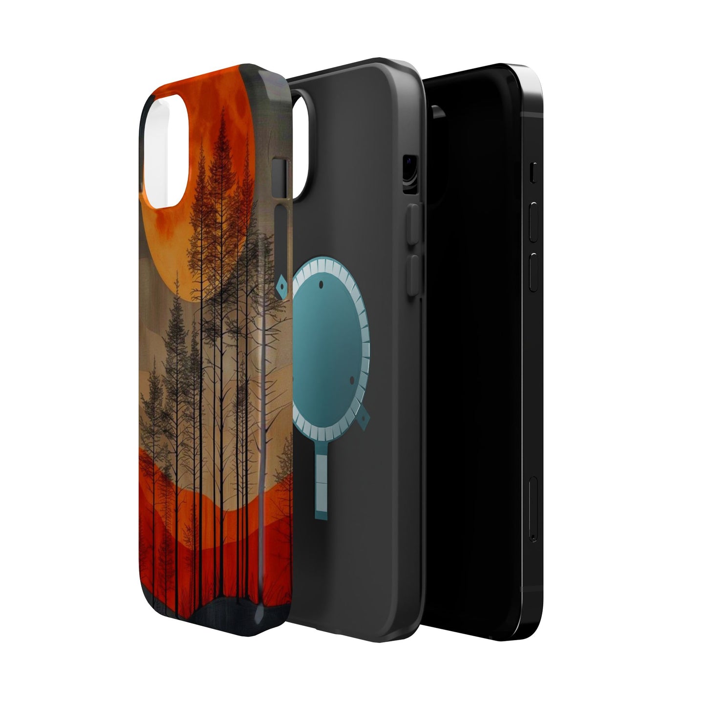 Moody Forest Moonrise MagSafe iPhone Case – Dark Landscape Design, Dual-Layer Protection