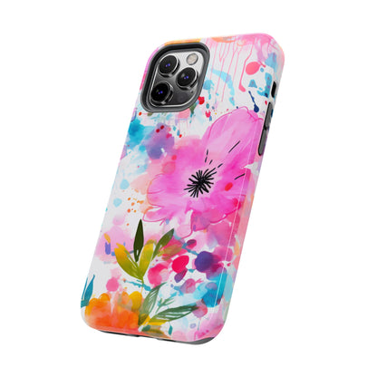 Color Splash Pink & Orange Watercolor Floral - iPhone Case