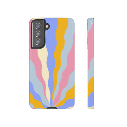 Pastel Radiance Samsung Galaxy Case – 70s-Inspired Dual-Layer Design with Wavy Sunburst Pattern