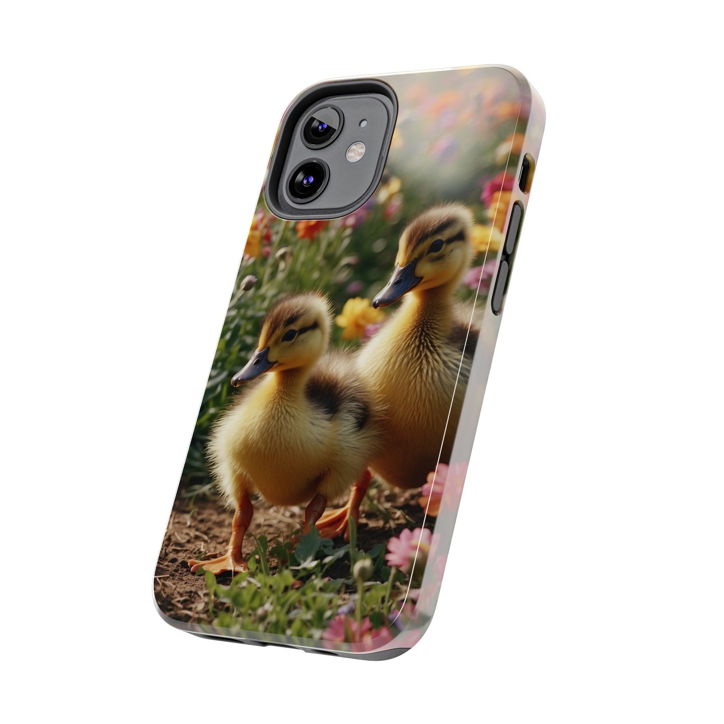 Charming Ducklings in Floral Garden - iPhone Case