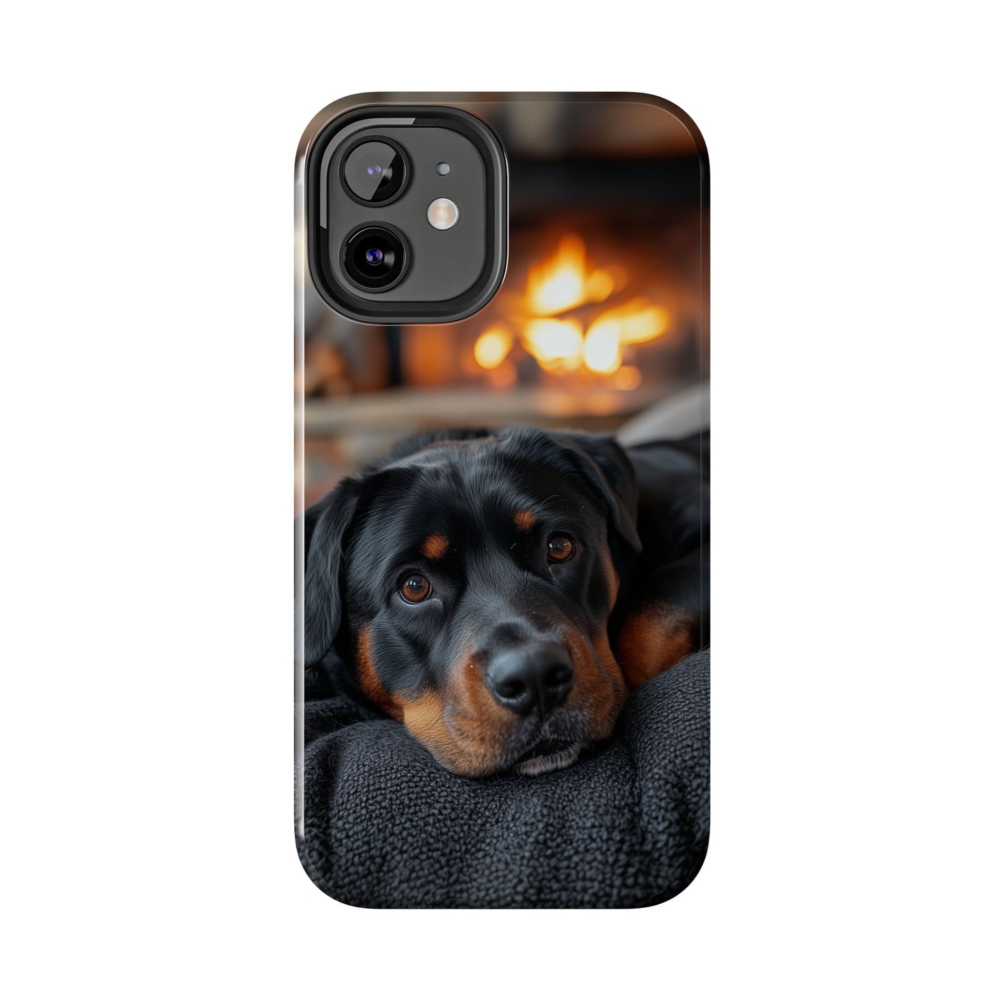 Warm Rottweiler by the Fireplace Samsung Galaxy Case – Rustic Charm for Dog Lovers