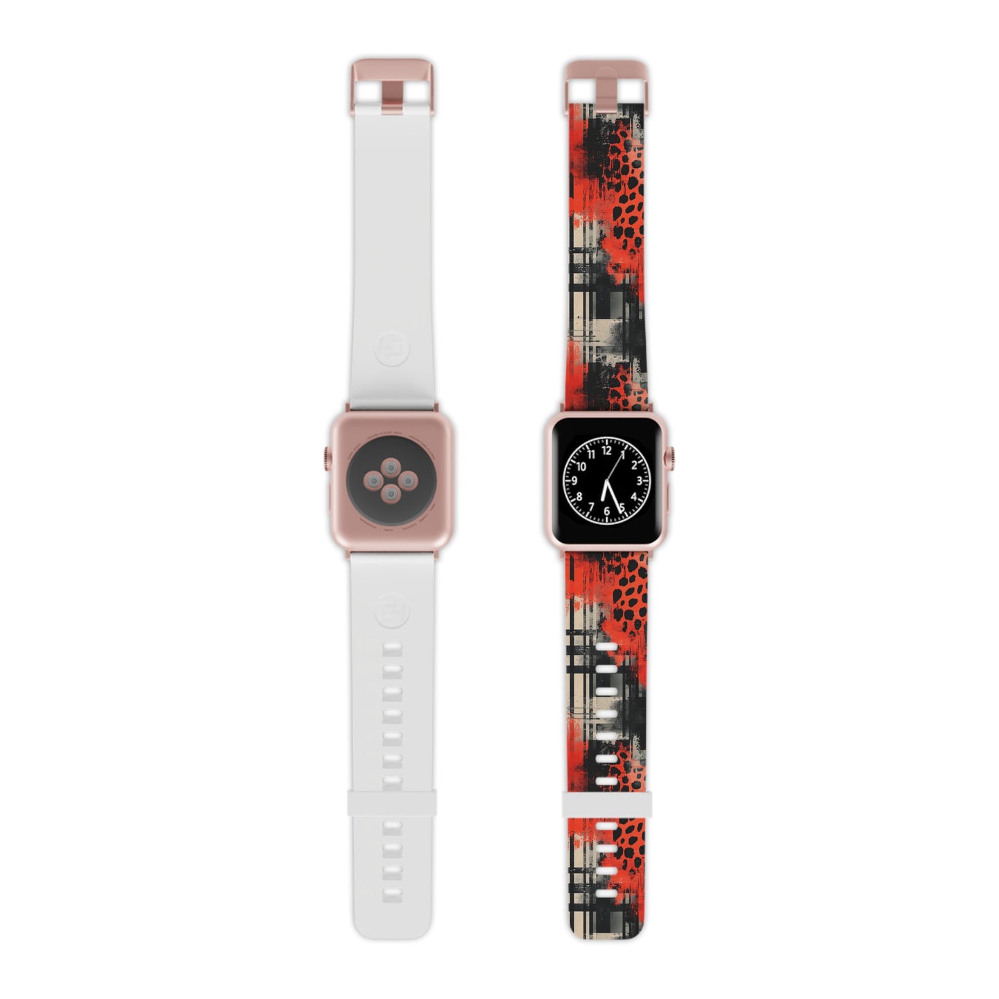 Cheetah Plaid Red & Black Pattern Apple Watch Band