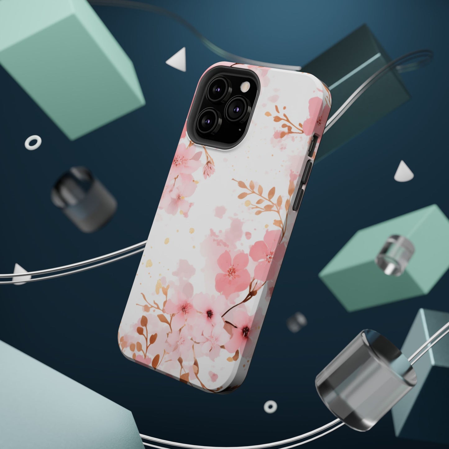 Soft Pink Cherry Blossom MagSafe Case – Floral Elegance with Wireless Charging