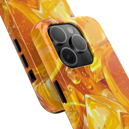 Citrus Splash iPhone Case – Bright Orange Slices & Ice, Dual-Layer Protection