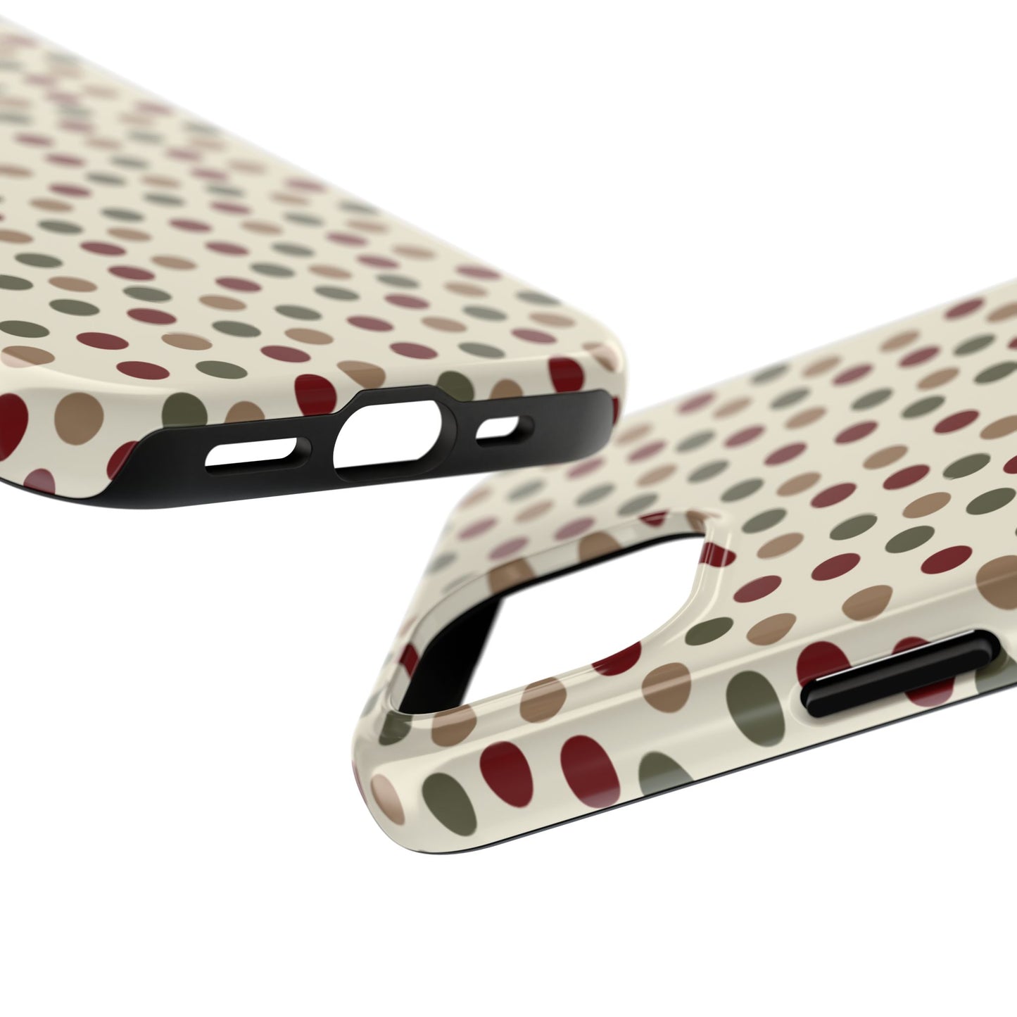 Festive Red & Green Polka Dots on Cream – iPhone Case