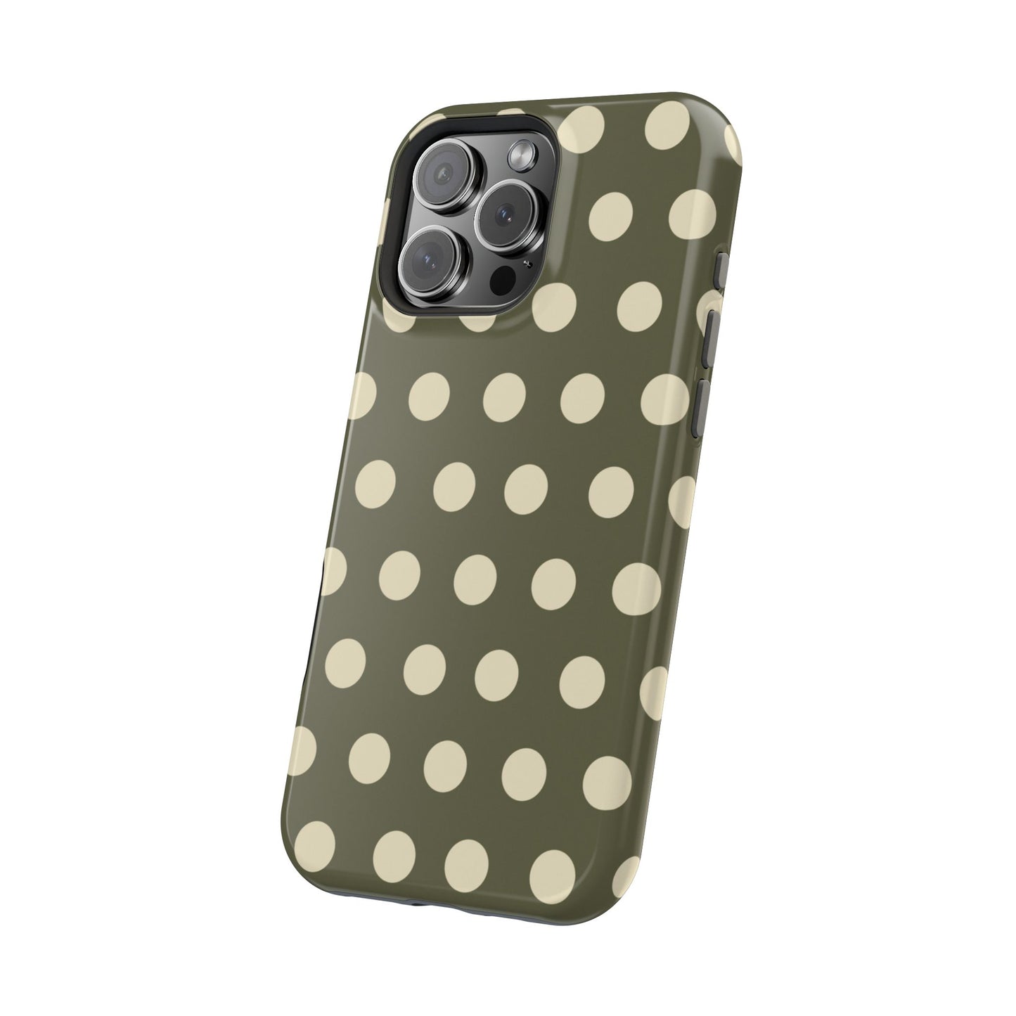 Vintage Green & Cream Polka Dots – MagSafe iPhone Case