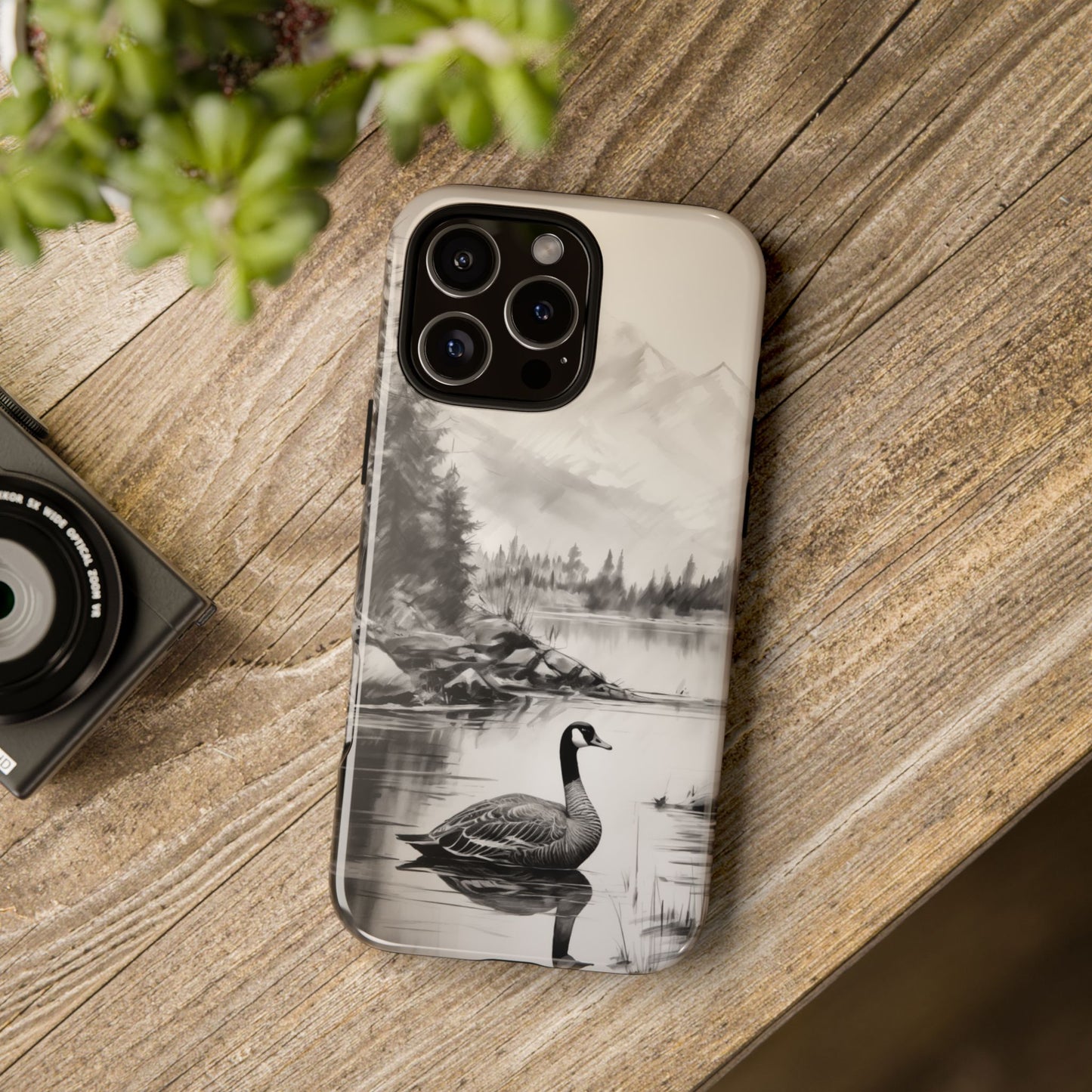 Canadian Goose Phone Case - Charcoal Sketch Design!