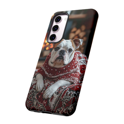 Cozy Bulldog in Sweater Samsung Galaxy Case – Festive Fireplace Protective Cove