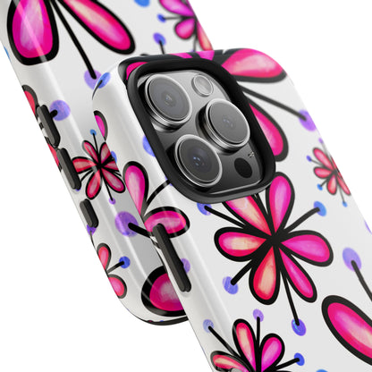 Pink Retro Bloom iPhone Case – Ultra-Slim Design, Glossy Finish