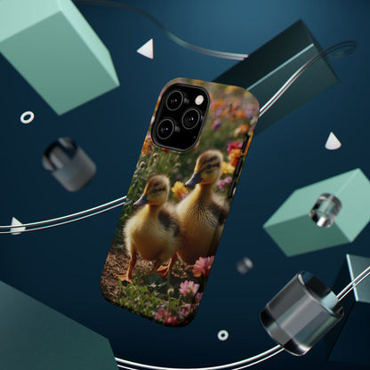 Charming Ducklings in Floral Garden - MagSafe iPhone Case