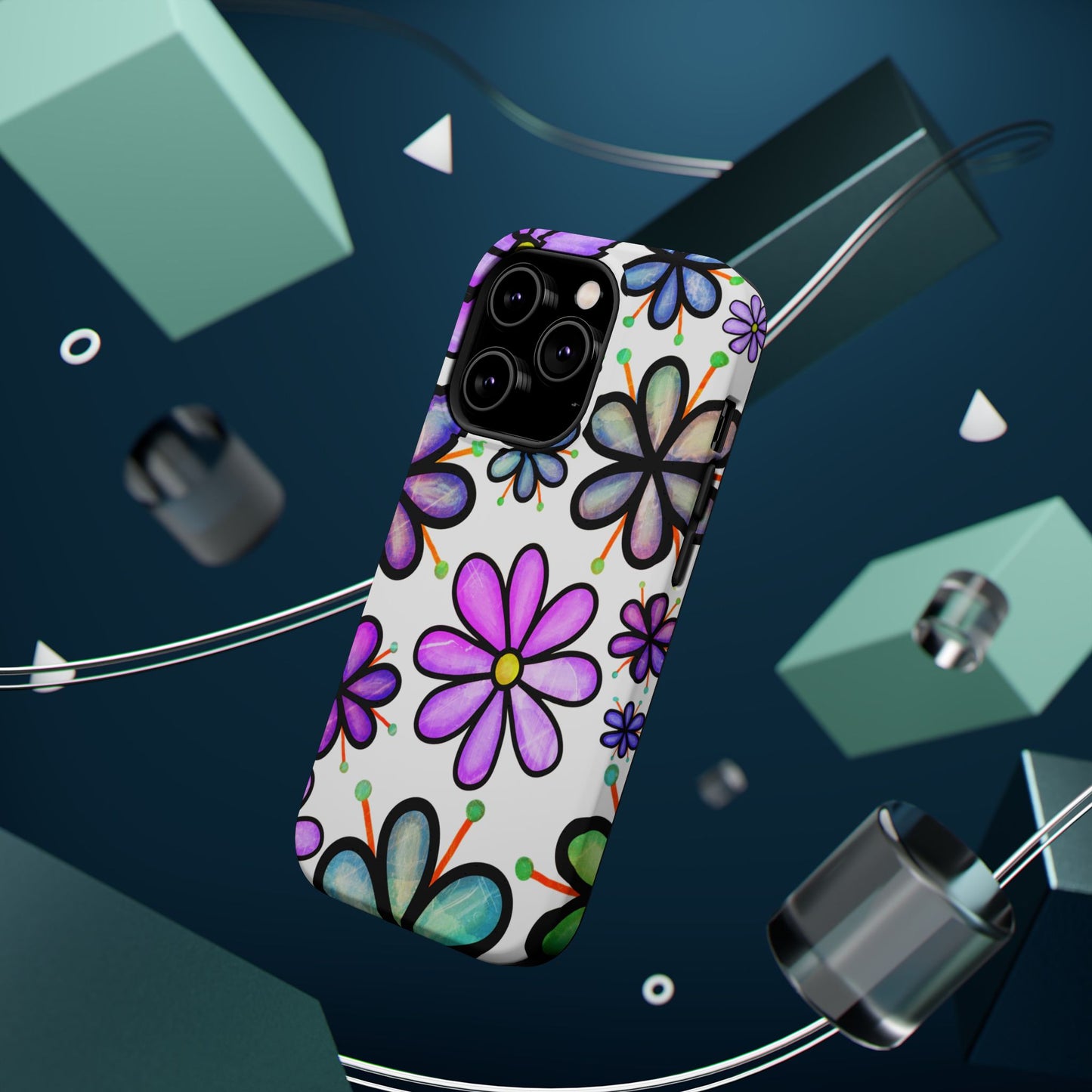 Whimsical Lavender Floral MagSafe iPhone Case – Ultra-Slim, High-Gloss Finish