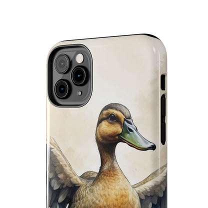 Graceful Duck in Watercolor Scene - iPhone Case