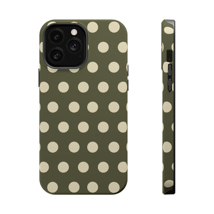 Vintage Green & Cream Polka Dots – MagSafe iPhone Case