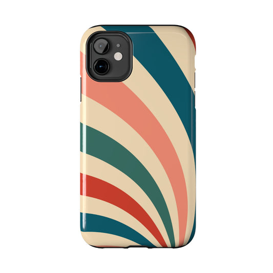 Retro Sunburst Swirl iPhone Case – Dual-Layer Protection with Bold 70s Vibes