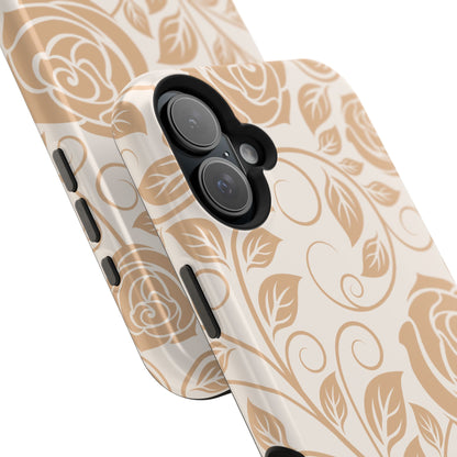 Vintage Rose Vine Tough MagSafe iPhone Case – Elegant Floral Pattern with Dual-Layer Protection